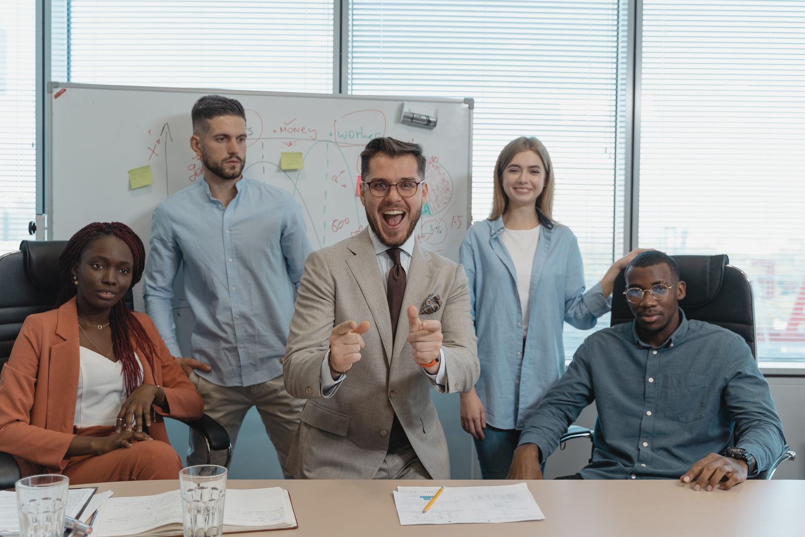 Happy office team collaboration scene 67