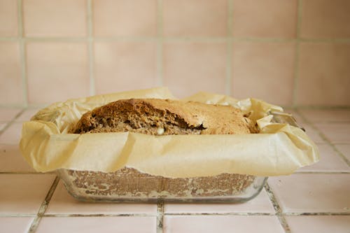 Free Banana Bread in a Glass Container Stock Photo