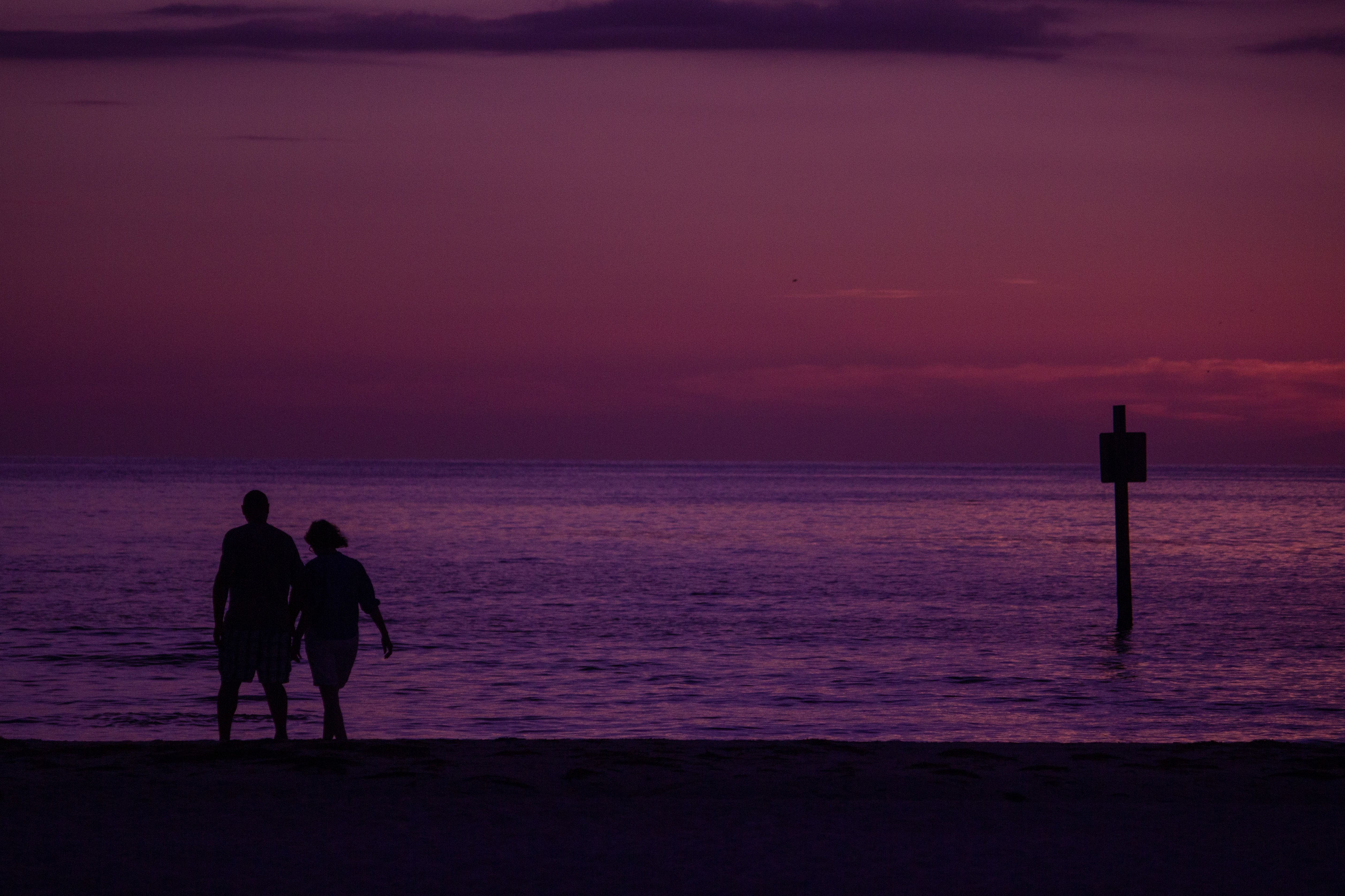 Silhouette of People Walking on the Shore of a Beach · Free Stock Photo