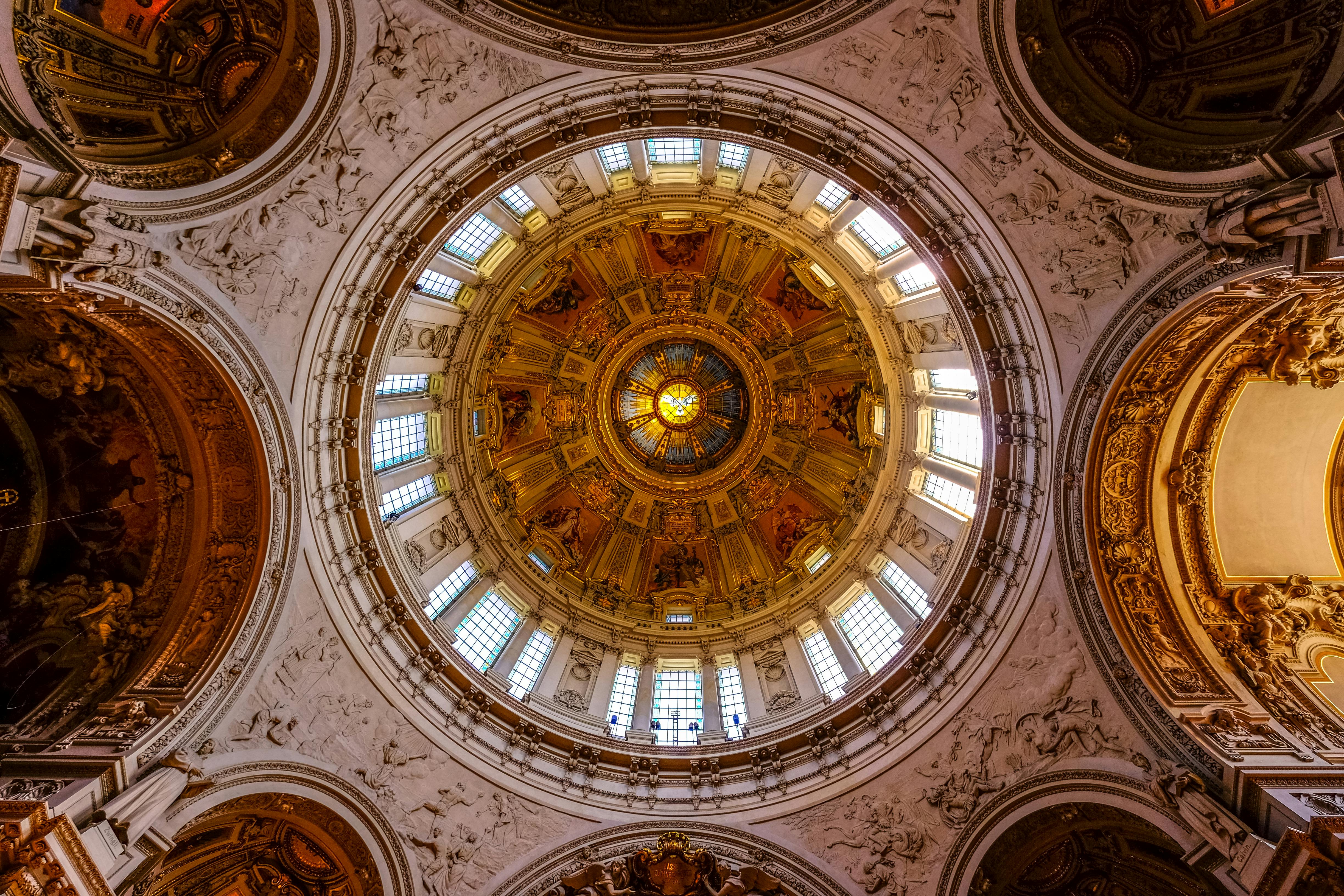 low angle photography of cathedral interior