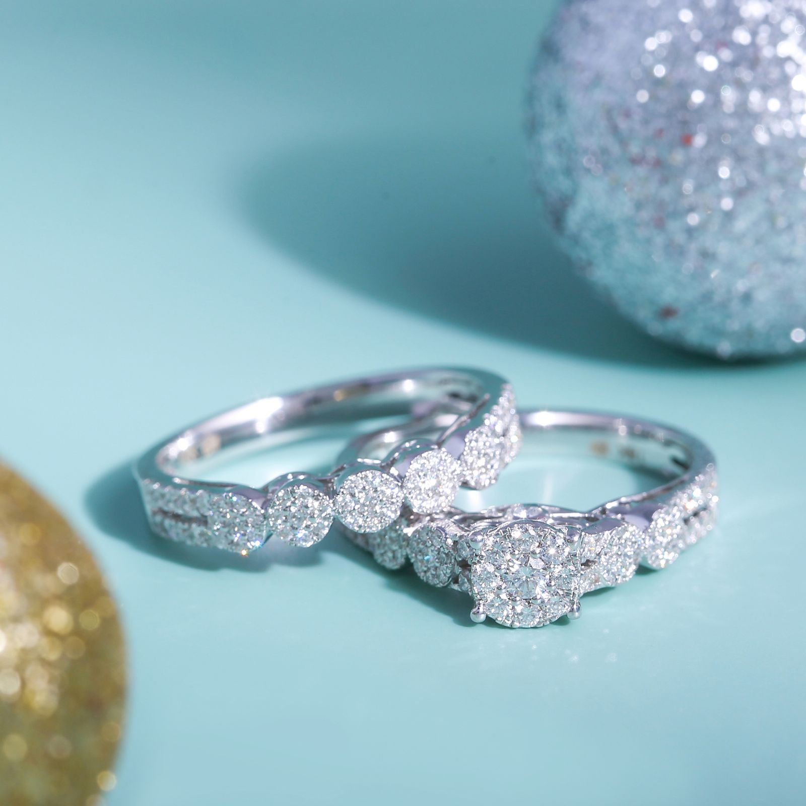 Diamond jewelry collection illustrating different diamond shapes and cutting styles