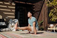 A Man Working Out on the Veranda