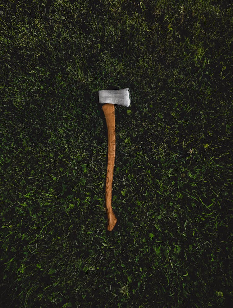 Brown And Silver Axe On Grass