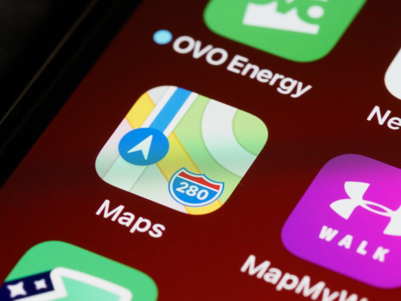 Map displayed on a smartphone