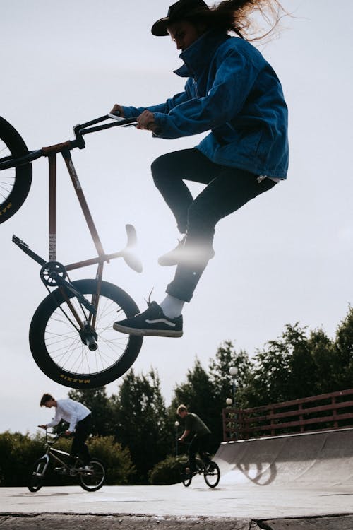 A Man Riding a BMX Bicycle