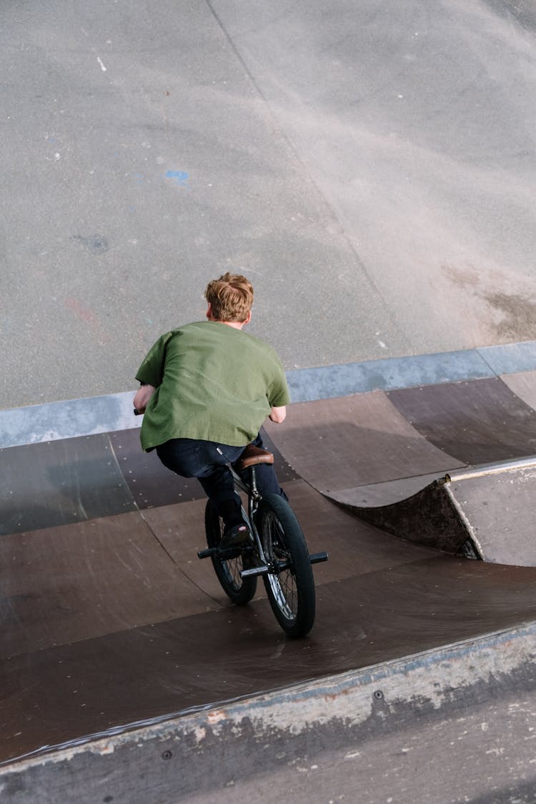 Biker Doing A Stunt On A Ramp 