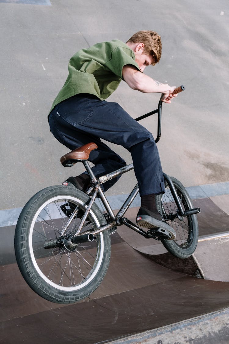 Biker Doing A Stunt On A Ramp