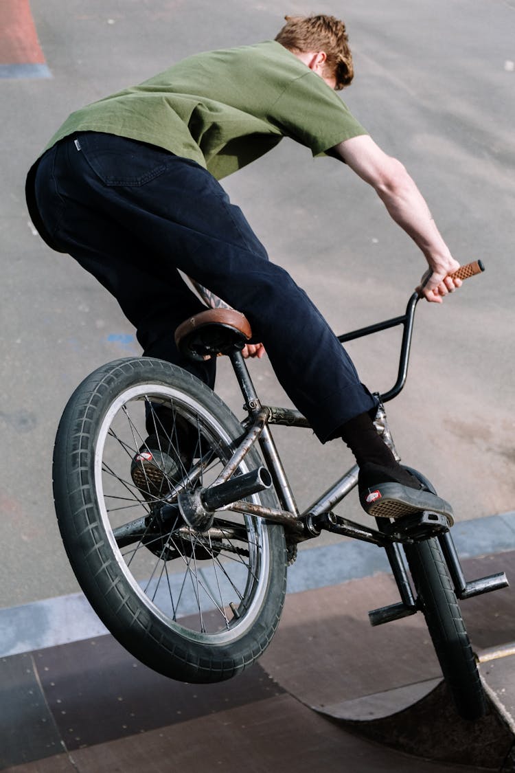 Biker Doing A Stunt On A Ramp