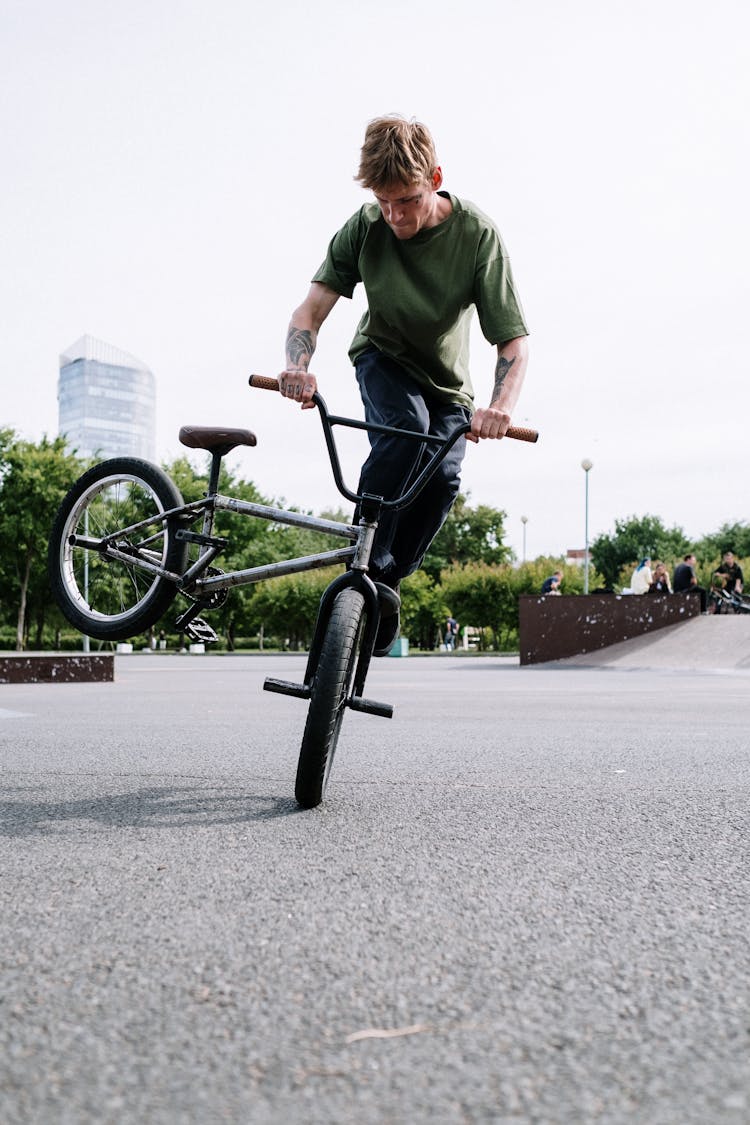 Biker Doing A Stunt On A Ramp 