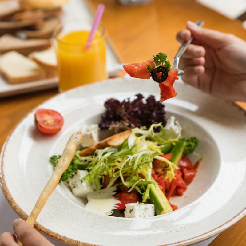 Greek Village Salad with Spring Greens, Tomato and Oregano