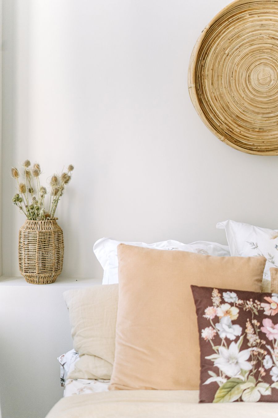 Cozy room details with floral accents
