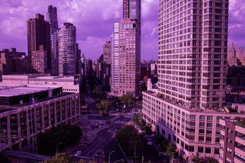 Free City Buildings Under the Purple Sky Stock Photo