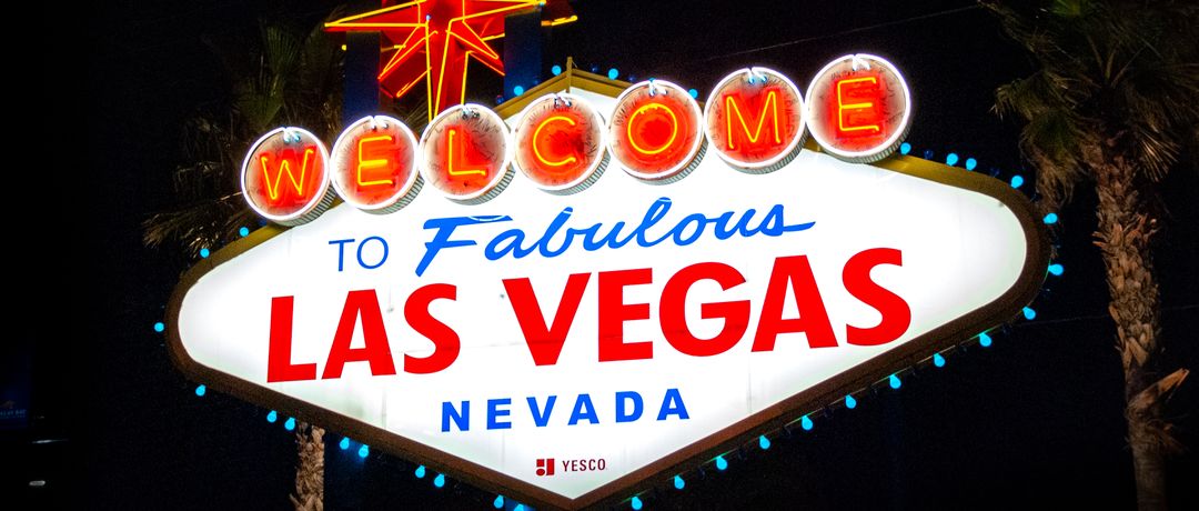 The iconic Welcome to Fabulous Las Vegas sign illuminated at night, representing the city's vibrant tourism., Las Vegas, United States, stay connected here with a travel eSIM