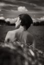 Grayscale Photo of Topless Woman