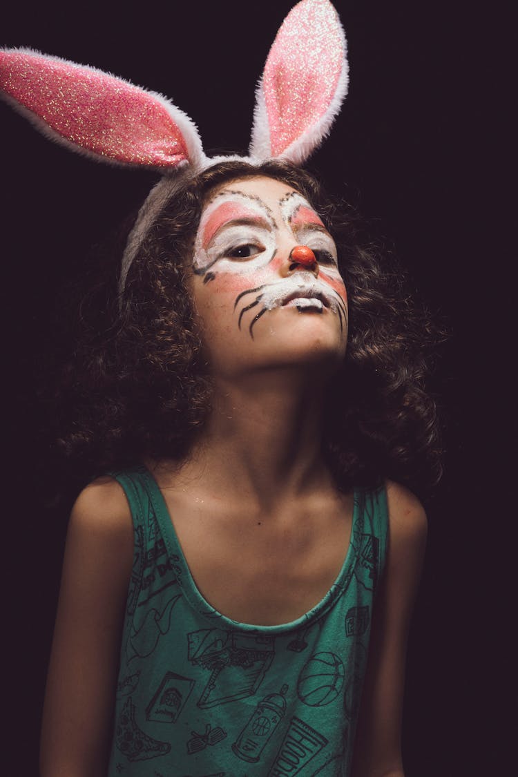 Girl With Rabbit Ears And Face Paint