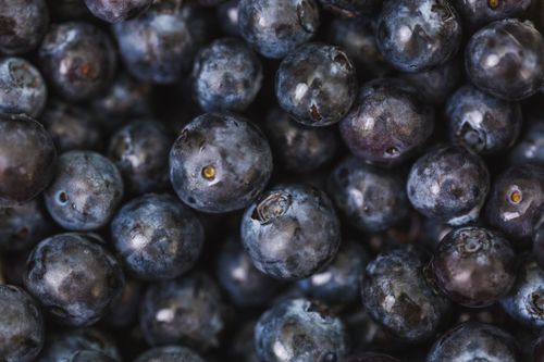 Free Detailed close-up photo of fresh, juicy blueberries showcasing their natural texture and color. Stock Photo