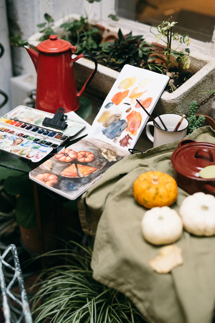 Pumpkins Painting On A Sketch Pad