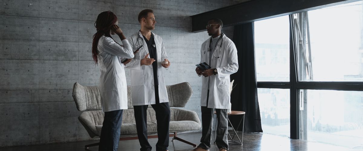Medical professionals in a business discussion