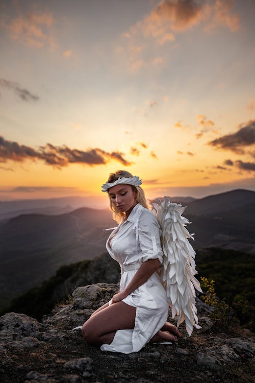 Foto profissional grátis de anjo, asas de anjo, beleza