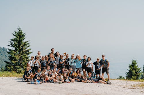 Group of people resting during hike