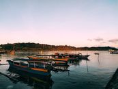 Boats Docked in Small Harbor