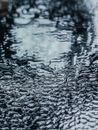 白天阴雨天气下，波纹湖泛着半透明水滴的抽象背景