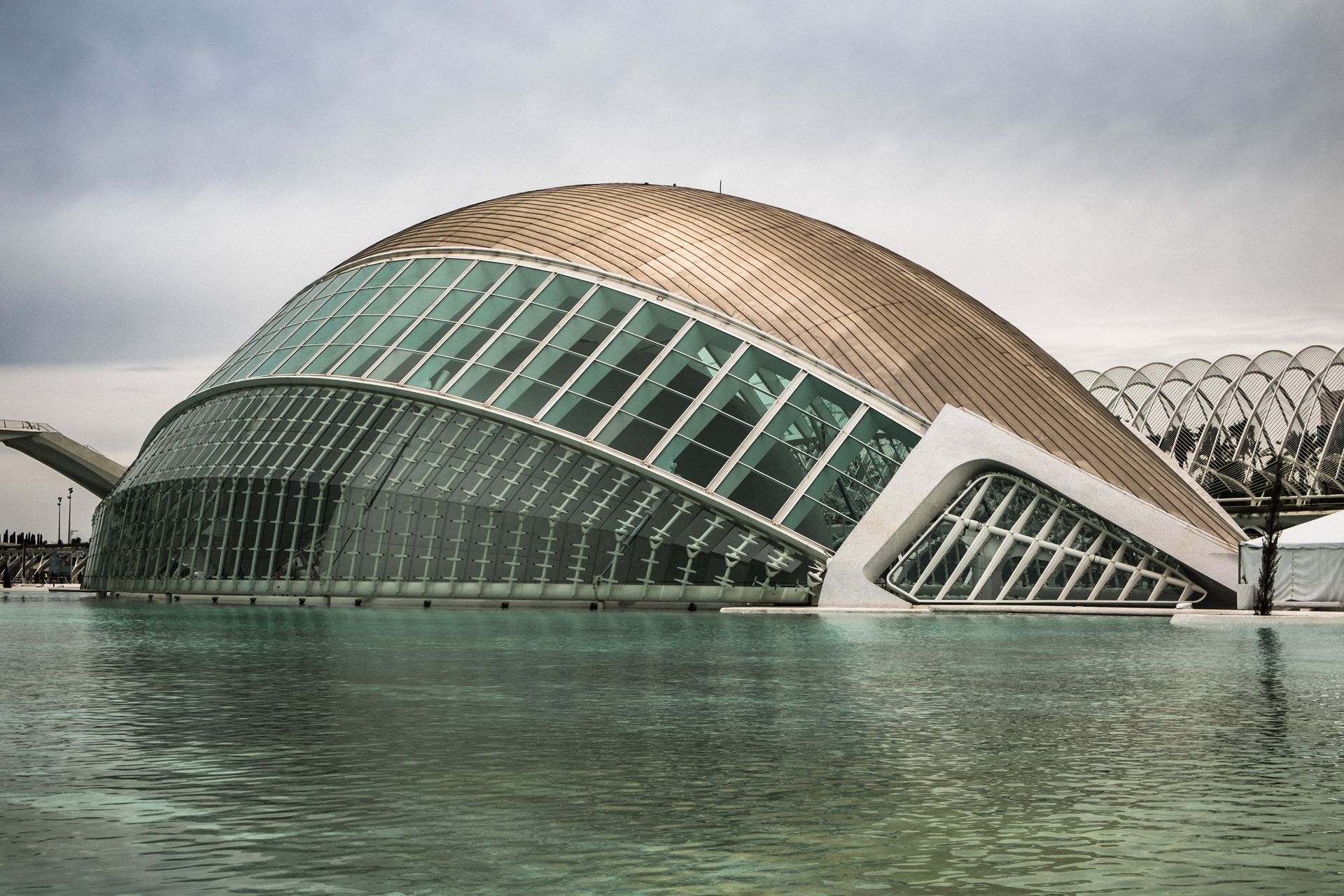 The Hemispheric Planetarium and Imax Cinema at the City of Arts and Sciences in Valencia, Spain