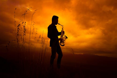 Free stock photo of saxophone, sunset