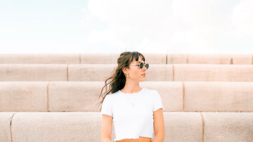 A Woman in White Crew Crop Top