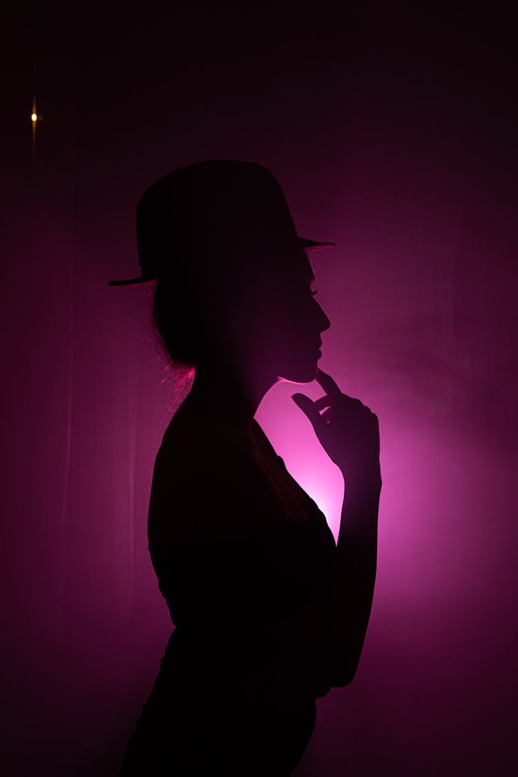 Silhouette Of Woman With Hat