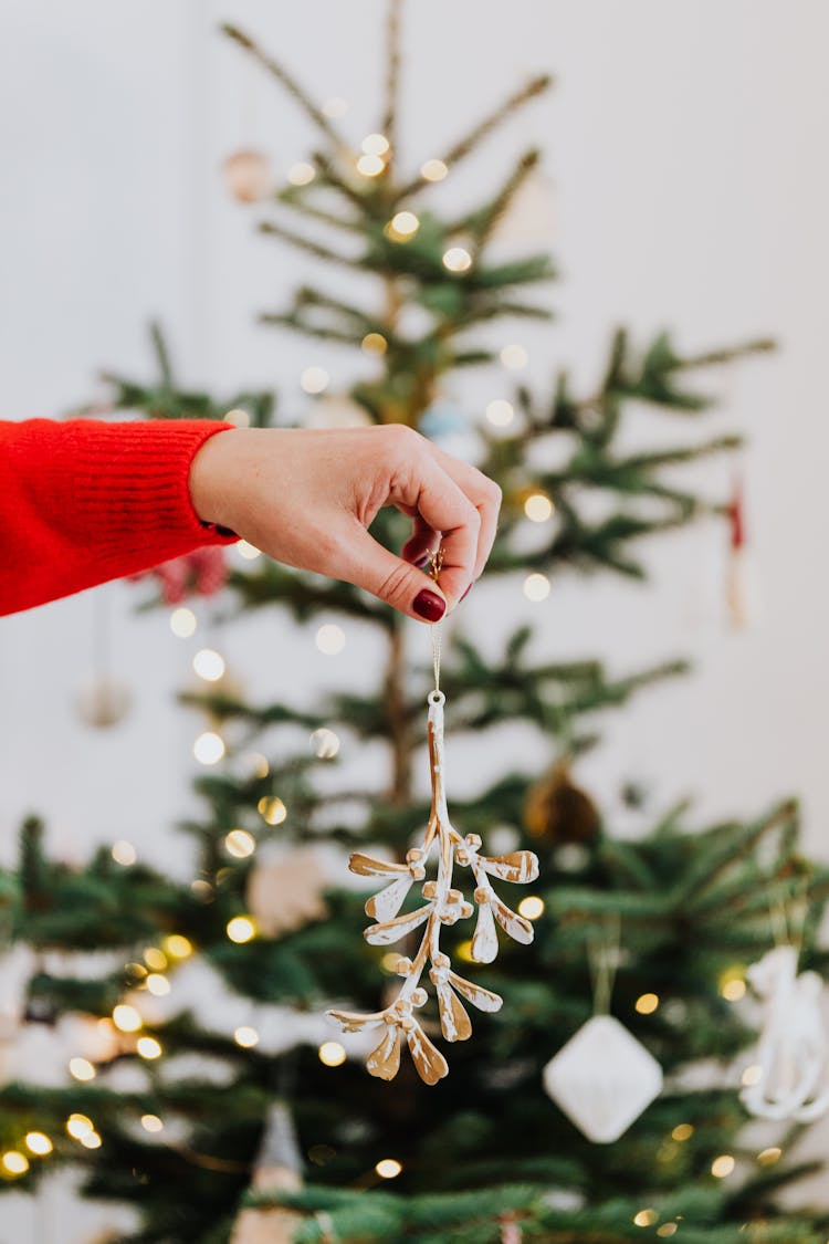 A Person Holding A Wooden Star Christmas Ornament
