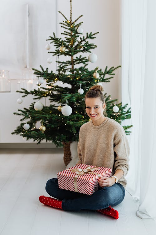 Fotos de stock gratuitas de árbol de Navidad, bombillas de navidad, caja