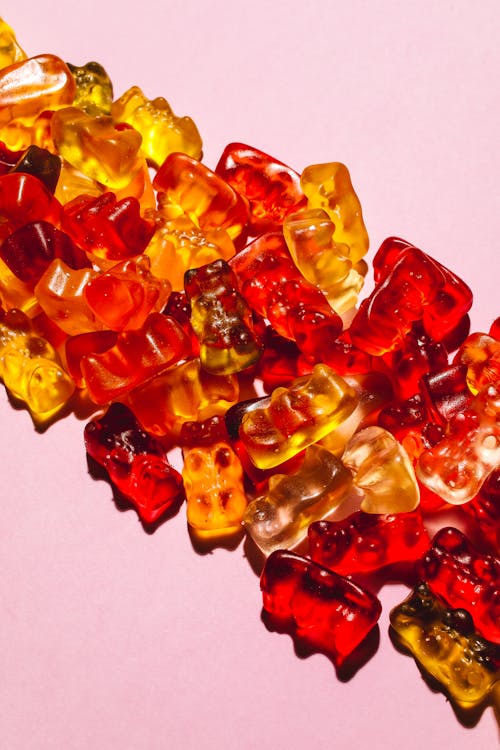 Close-Up Shot of Yellow and Red Gummy Bears