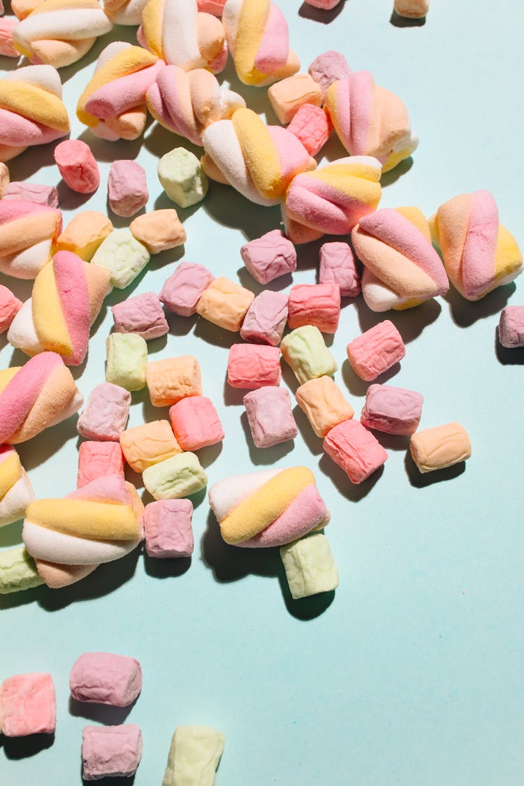 Close-Up Shot Of Colorful Marshmallows