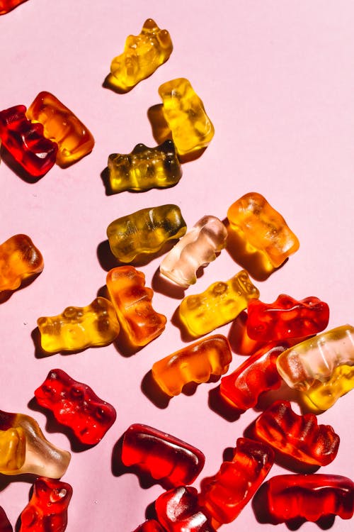 Free Close-Up Shot of Yellow and Red Gummy Bears Stock Photo