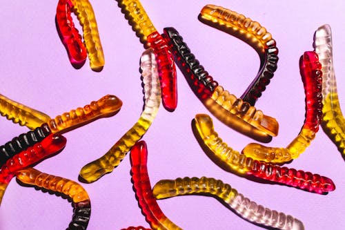 Close-Up Shot of Colorful Gummy Worms