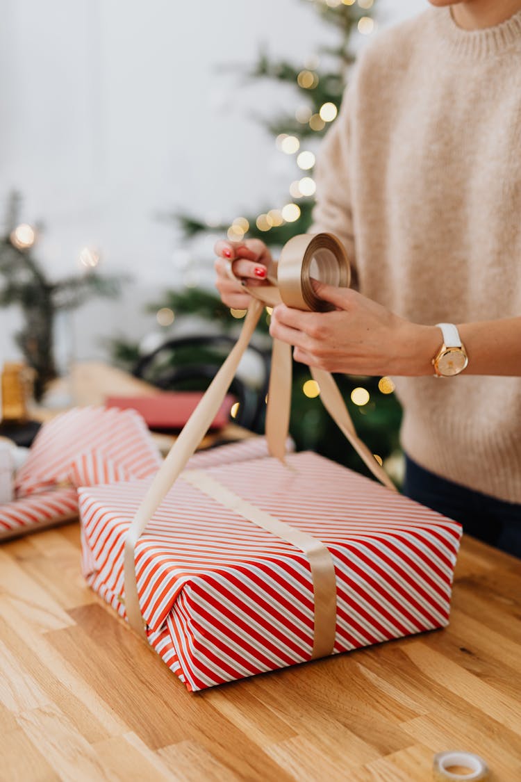 Woman Wrapping Box