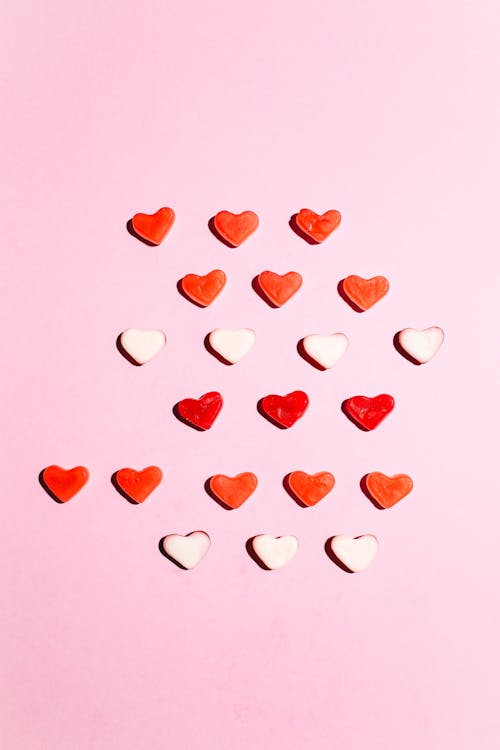 Red and White Heart Shaped Candies