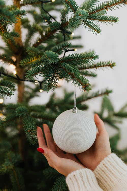 A Close-Up Shot of Christmas Baubles and Fairy Lights · Free Stock Photo