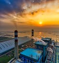 Aerial View of A Sugar Factory At Sunset