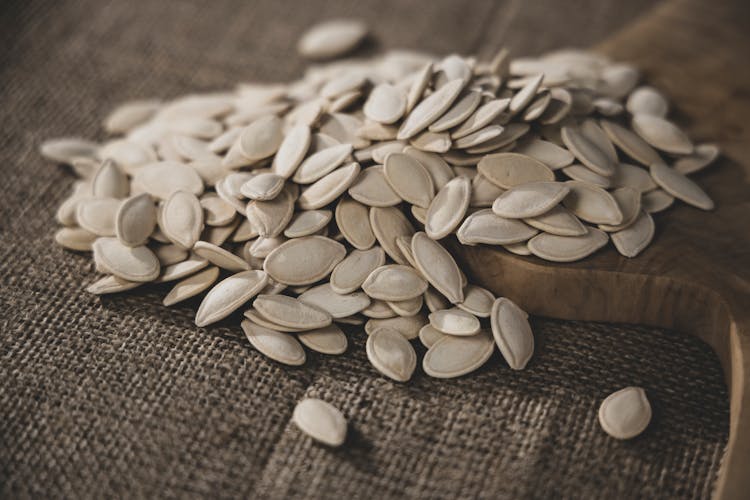 Cooked White Seeds Of A Pumpkin