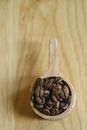 Bowl of coffee beans on table