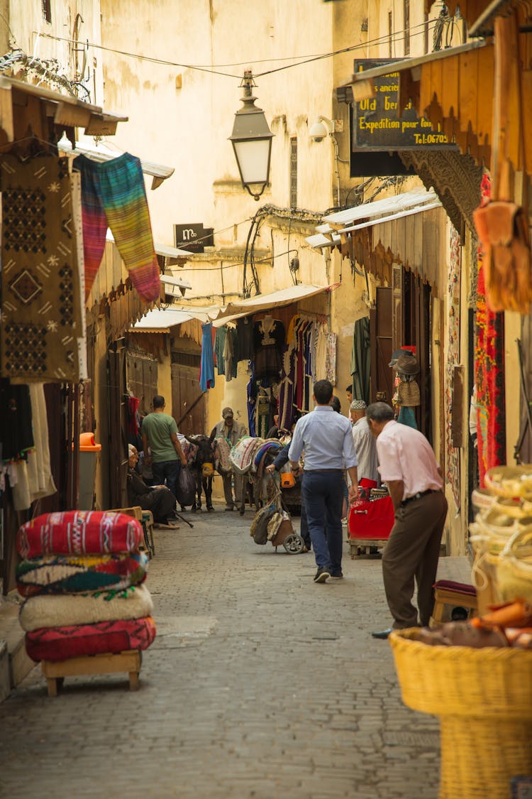 Narrow Market Street In Eastern Town