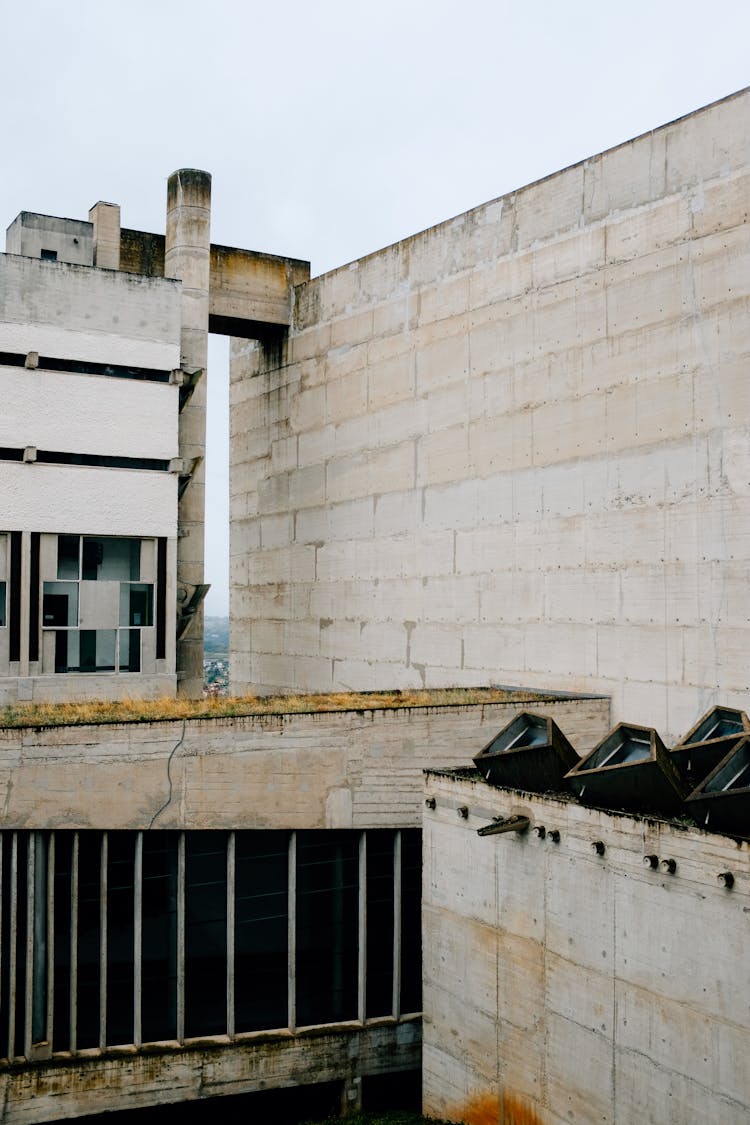 Exterior Of Shabby Old Concrete Building