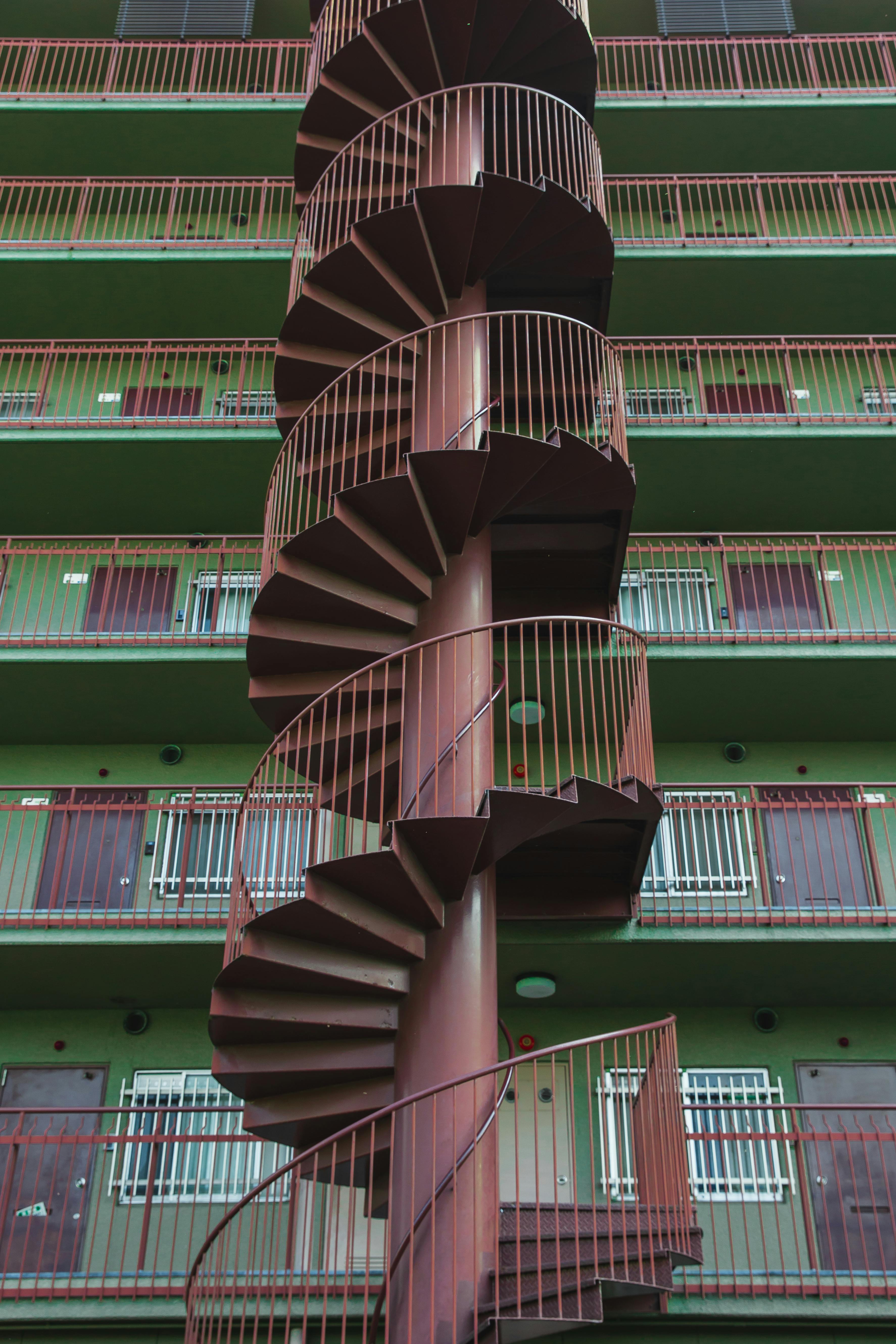 spiral staircase near residential house