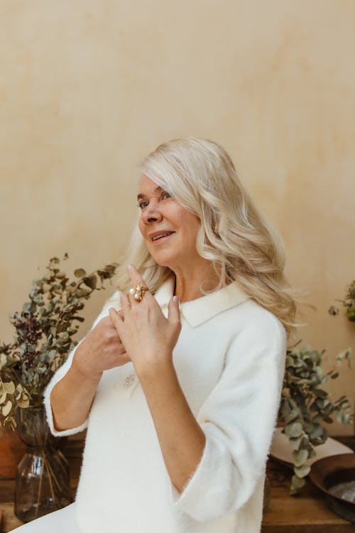 A Portrait of a Happy Elderly Woman