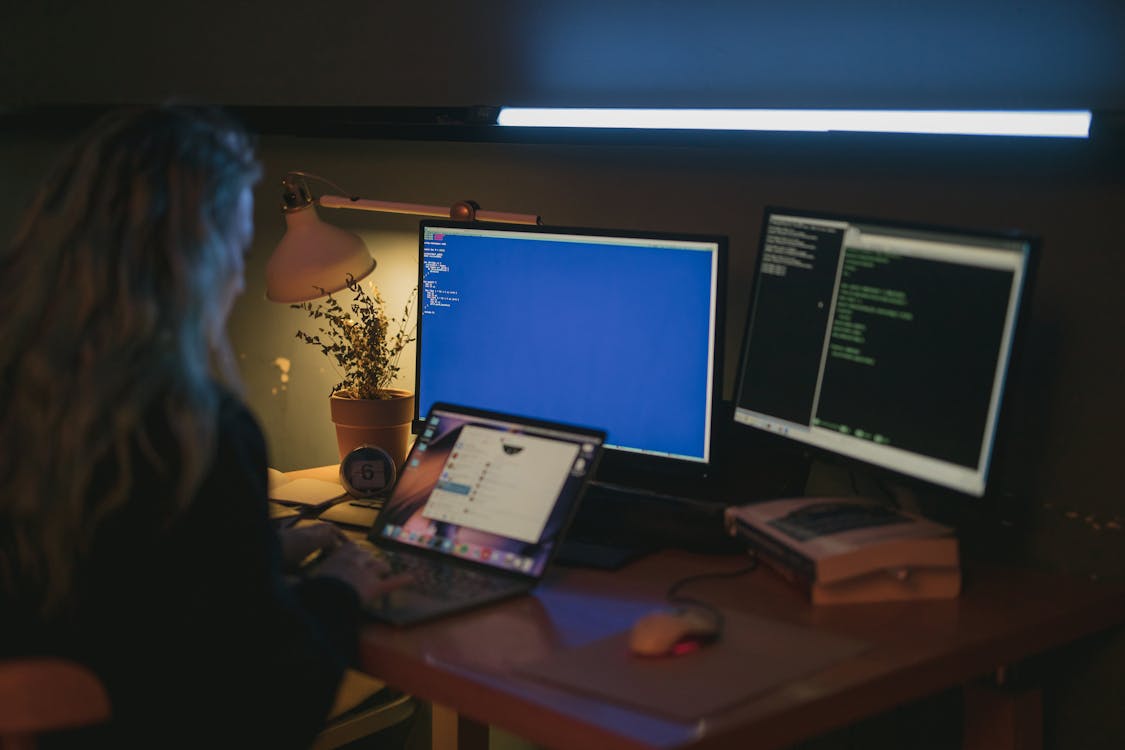 Free Woman Using a Computer Stock Photo