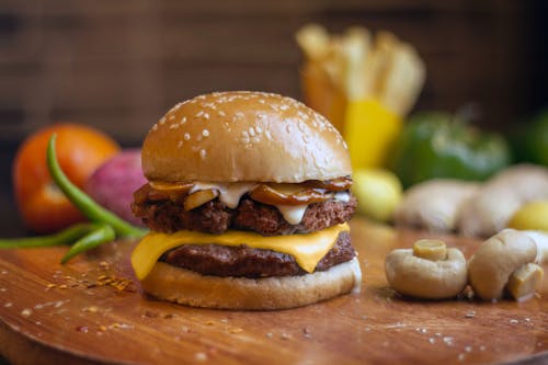 Close-Up Shot of a Mouth-Watering Hamburger