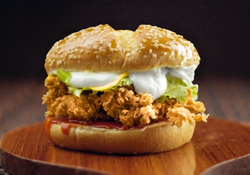 Close-Up Shot of a Mouth-Watering Chicken Burger