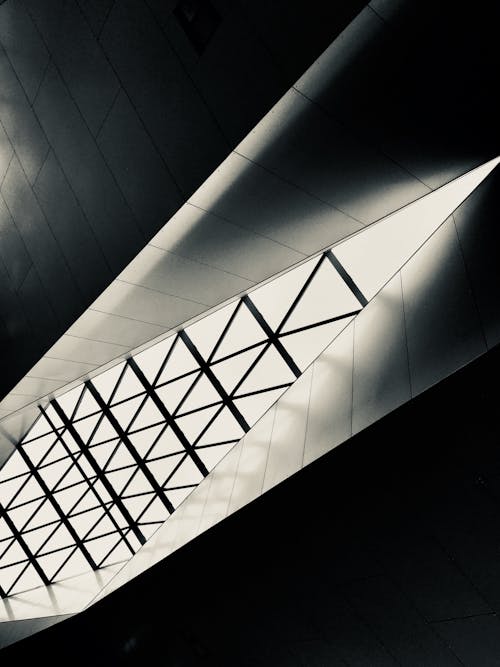 Low Angle Shot of a Architectural Glass Ceiling 